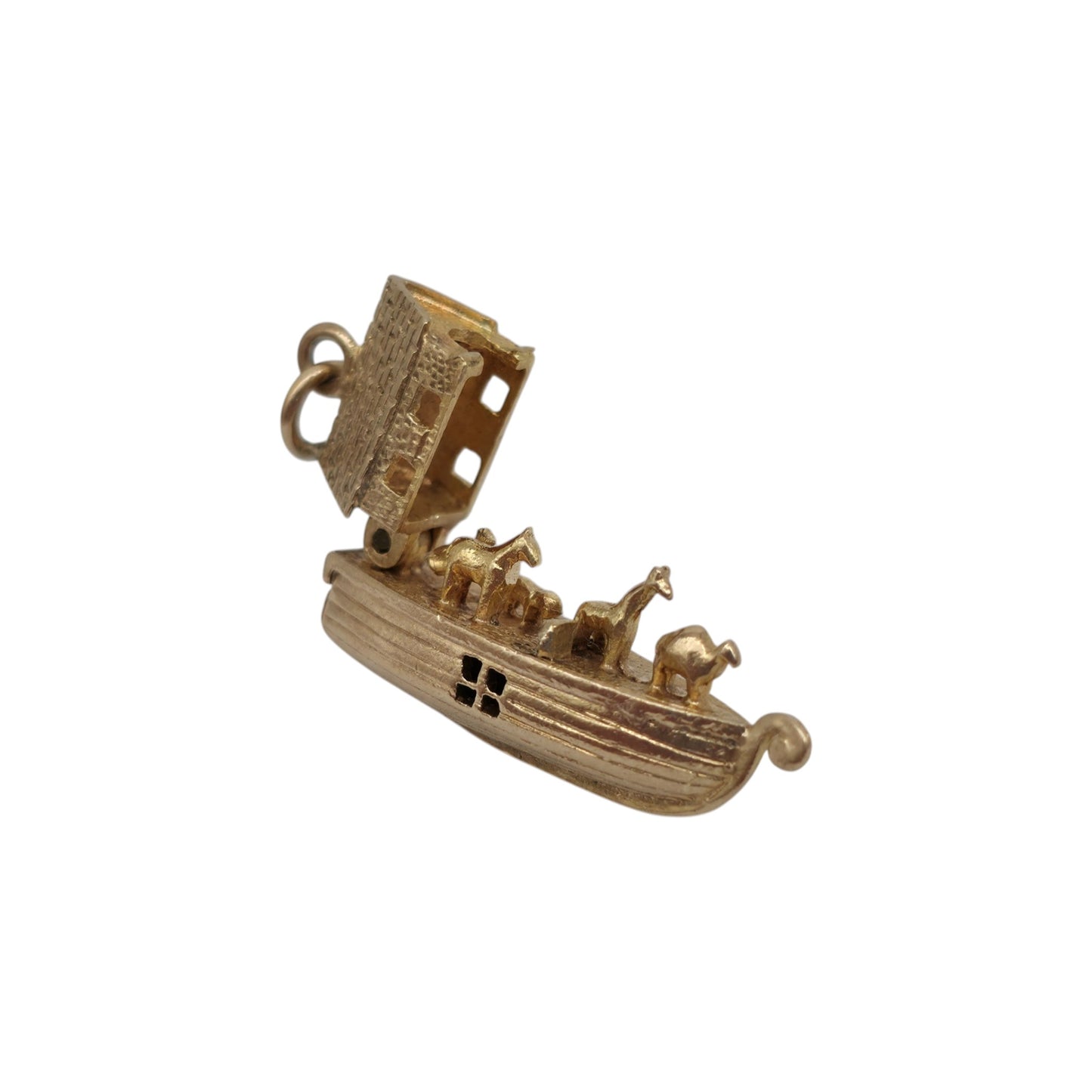 9ct 375 Yellow Gold Noah's Ark Opening Charm 1962 L 2.2 cm 3.5 g.