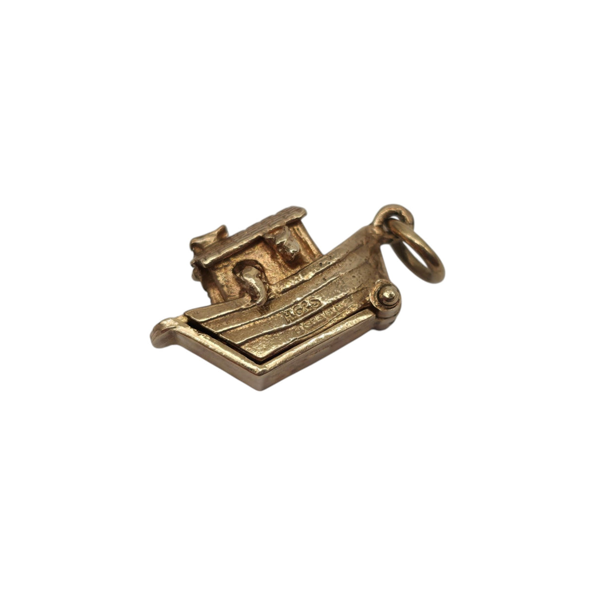 9ct 375 Yellow Gold Noah's Ark Opening Charm 1972 L 1.5 cm 3.1 g.