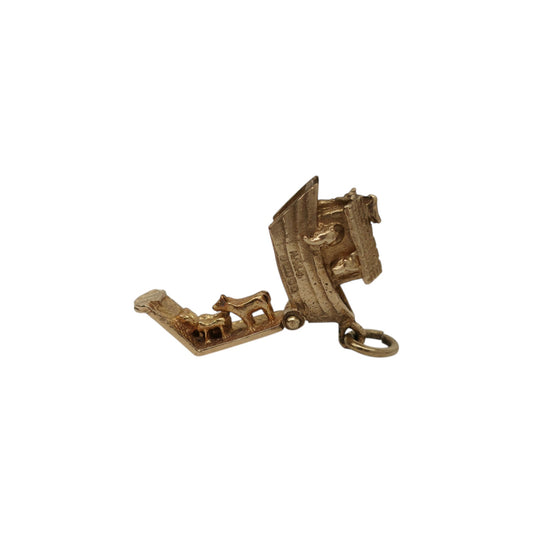 9ct 375 Yellow Gold Noah's Ark Opening Charm 1972 L 1.5 cm 3.1 g.