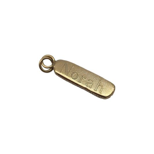 Cast 9ct Yellow Gold "Norah" Name Pendant Charm L 1.9 cm 3.4 g.