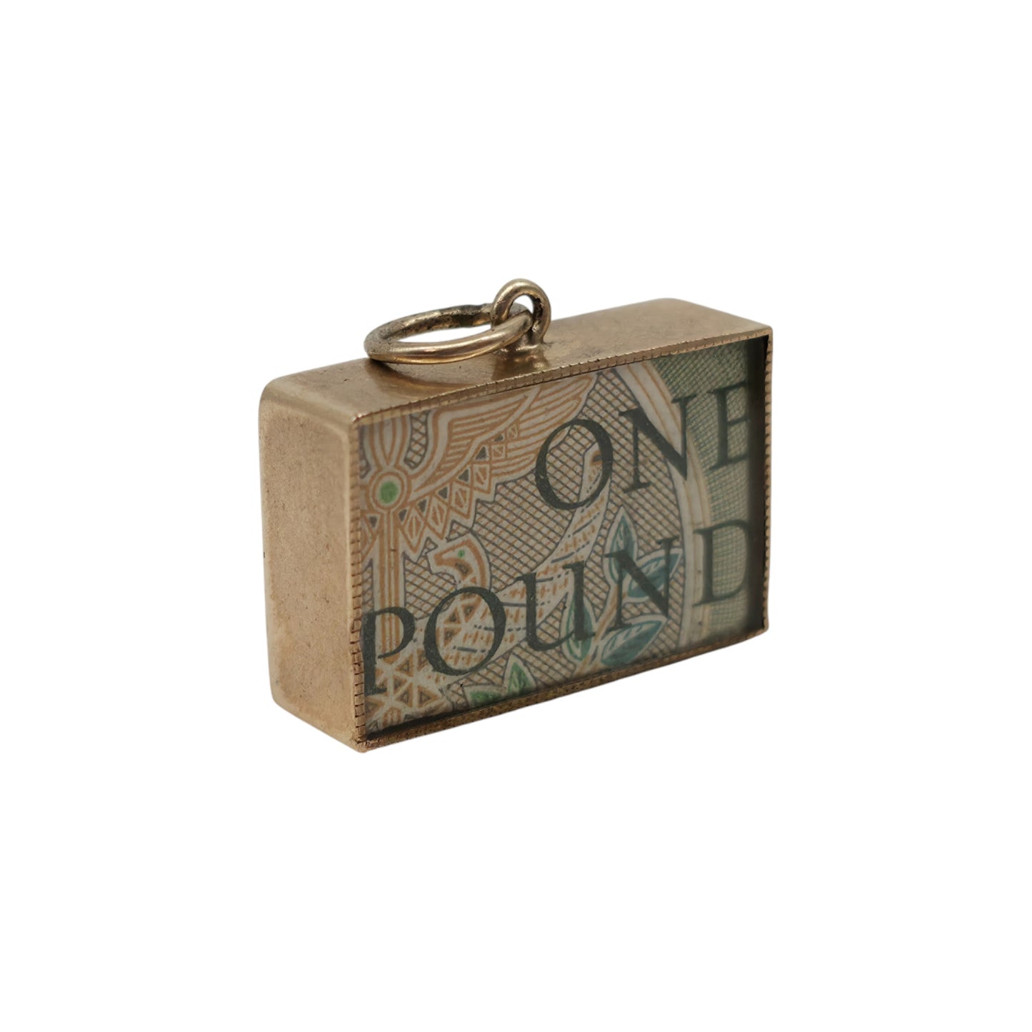 9ct 375 Yellow Gold One Pound Banknote Charm 1978 L 1.9 cm 2.7 g.