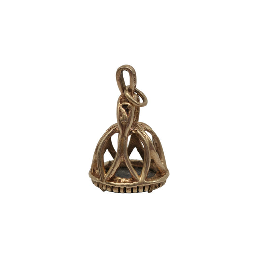 9ct 375 Yellow Gold Seal Fob With Onyx 1977 L 2.2 cm 3.5 g.