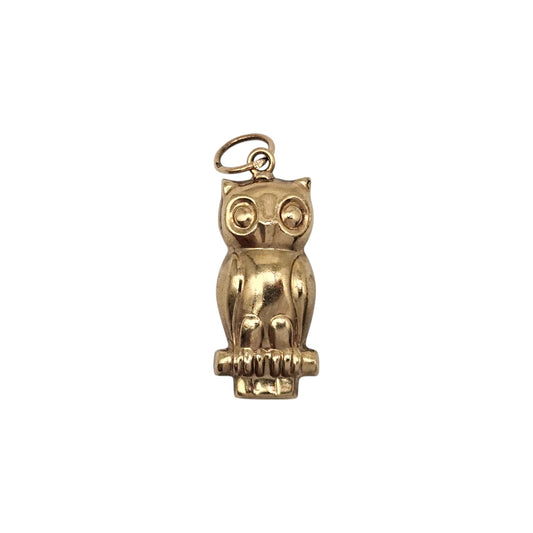 9ct 375 Yellow Gold Owl Charm L 2.0 cm 0.8 g.