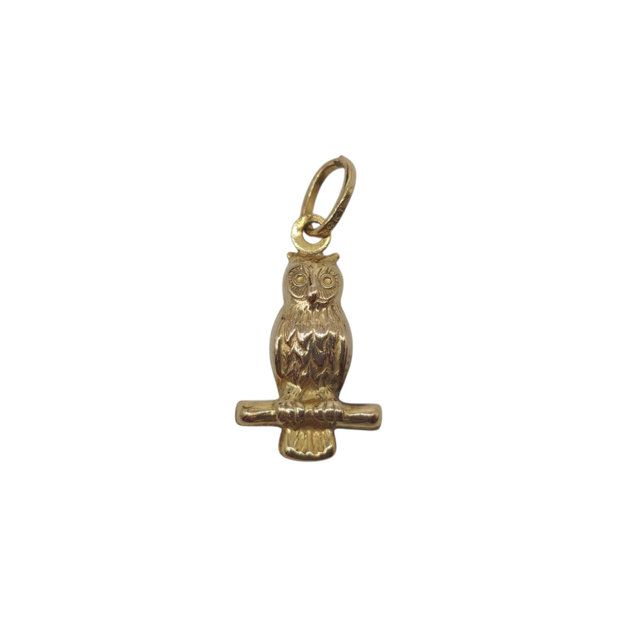 9ct Yellow Gold Owl Charm L 1.3 cm 0.6 g.