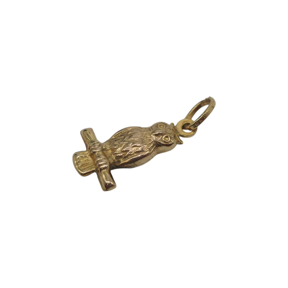 9ct Yellow Gold Owl Charm L 1.3 cm 0.6 g.