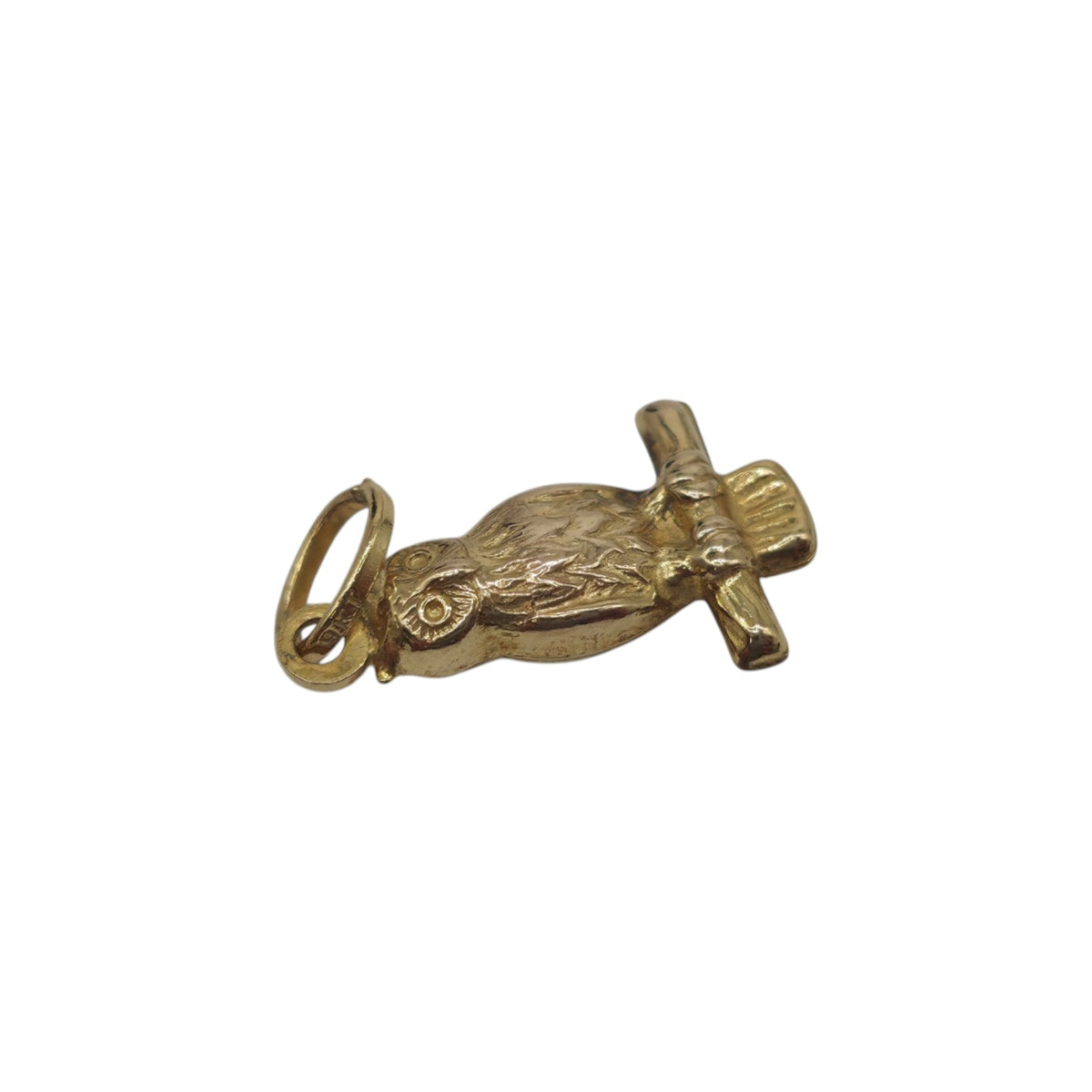9ct Yellow Gold Owl Charm L 1.3 cm 0.6 g.