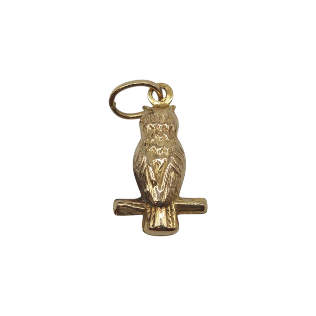 9ct Yellow Gold Owl Charm L 1.3 cm 0.6 g.
