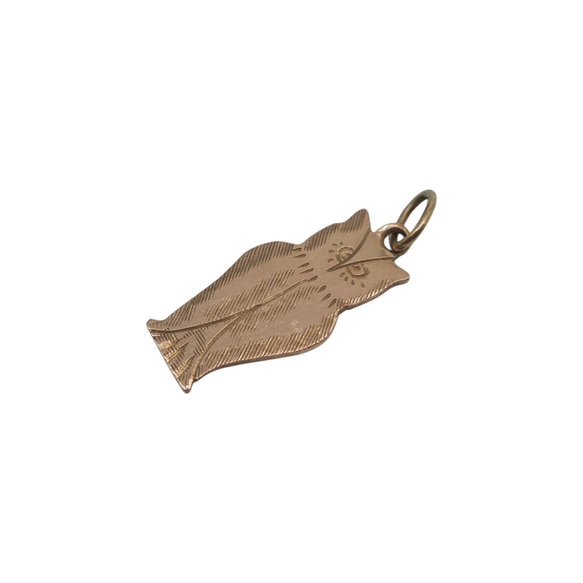 Antique 9ct Rose Gold Owl Flat Charm c.1920 L 1.6 cm 0.8 g.