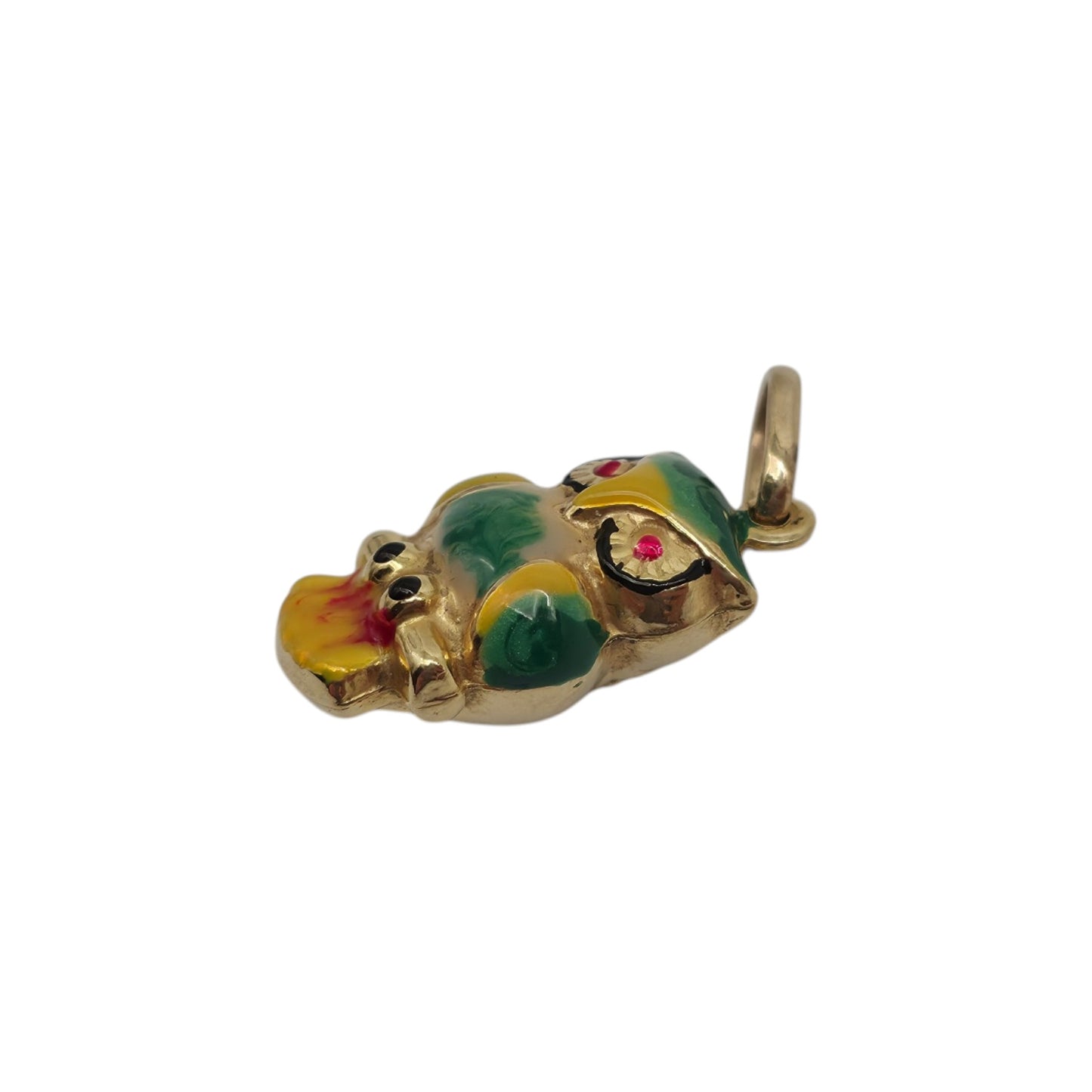 9ct 375 Yellow Gold & Enamel Owl Charm L 1.5 cm 1.2 g.