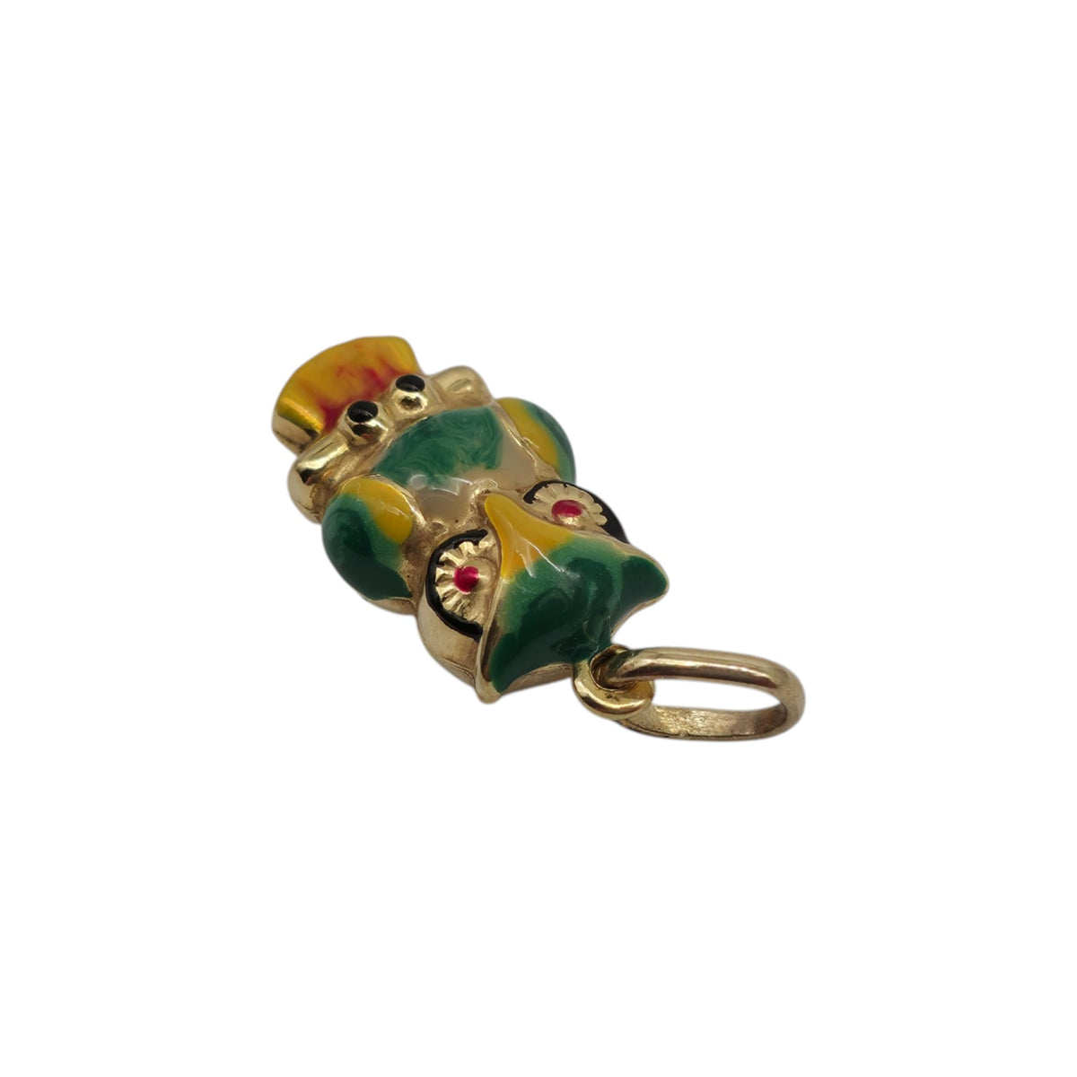 9ct 375 Yellow Gold & Enamel Owl Charm L 1.5 cm 1.2 g.