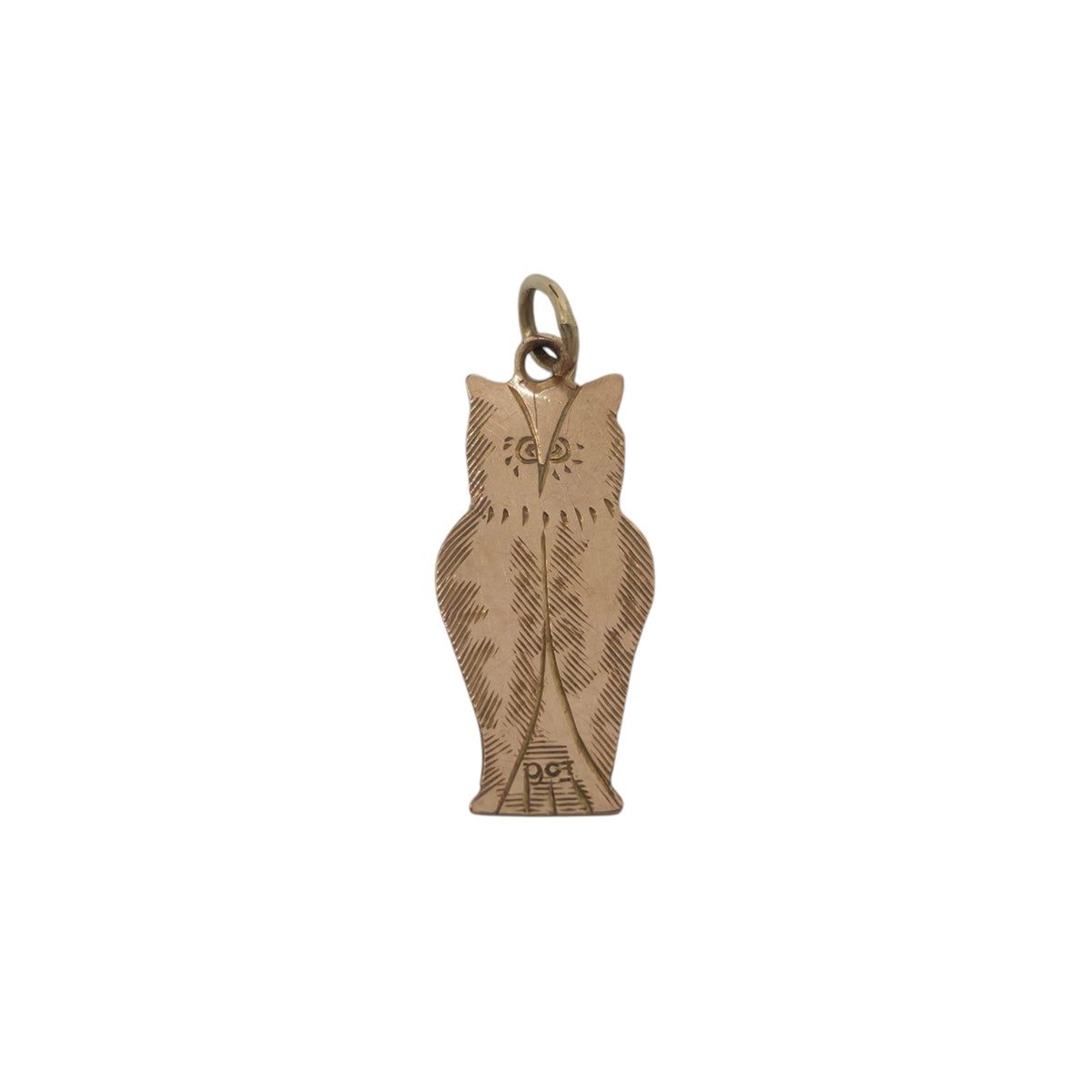 Antique 9ct Rose Gold Owl Flat Charm c.1920 L 1.6 cm 0.8 g.