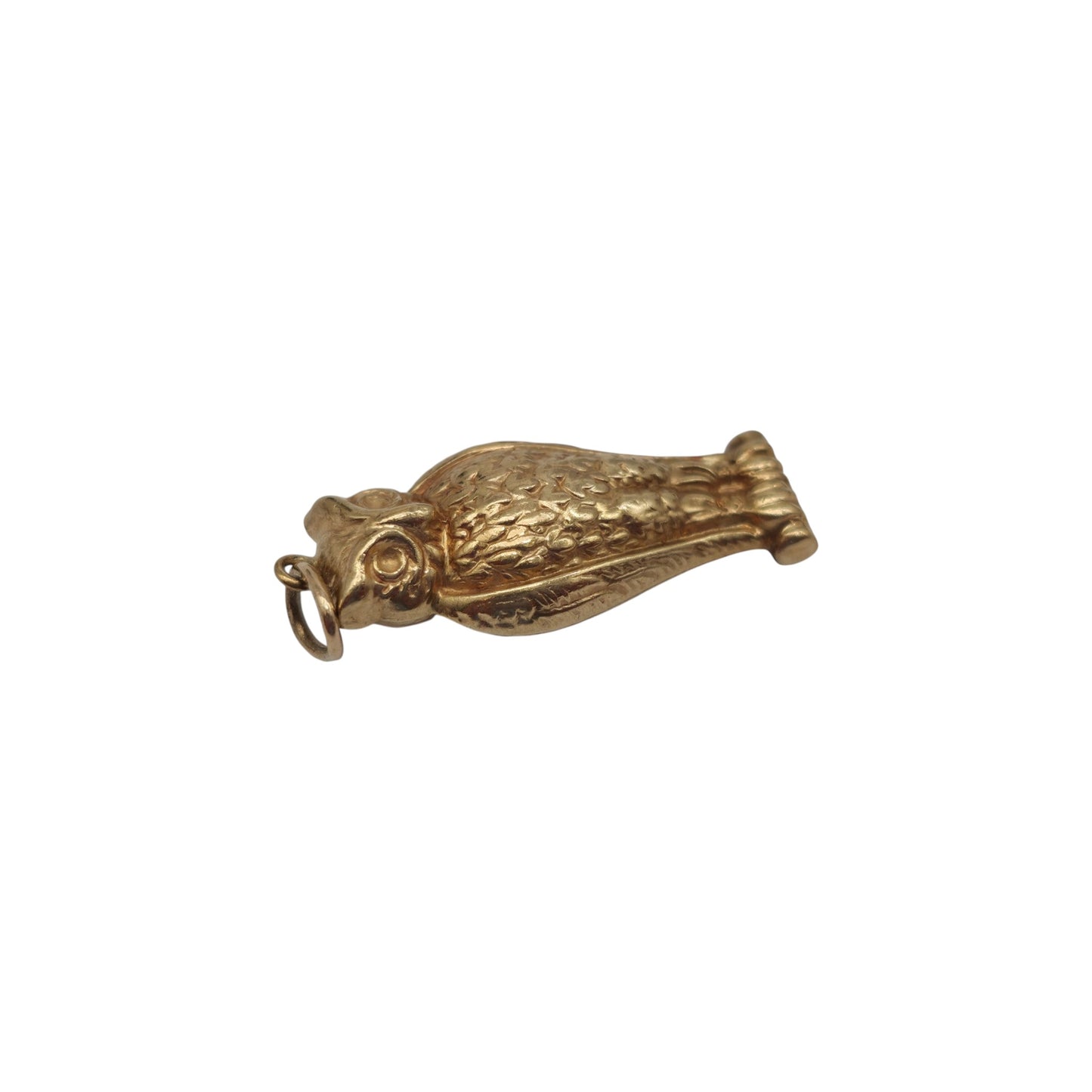 9ct 375 Yellow Gold Owl Charm 1968 L 2.5 cm 1.5 g.