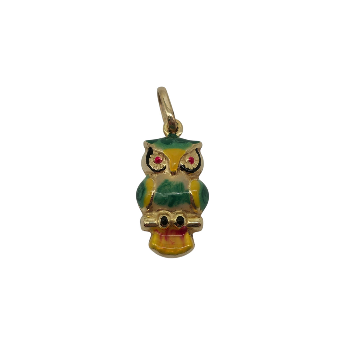 9ct 375 Yellow Gold & Enamel Owl Charm L 1.5 cm 1.2 g.