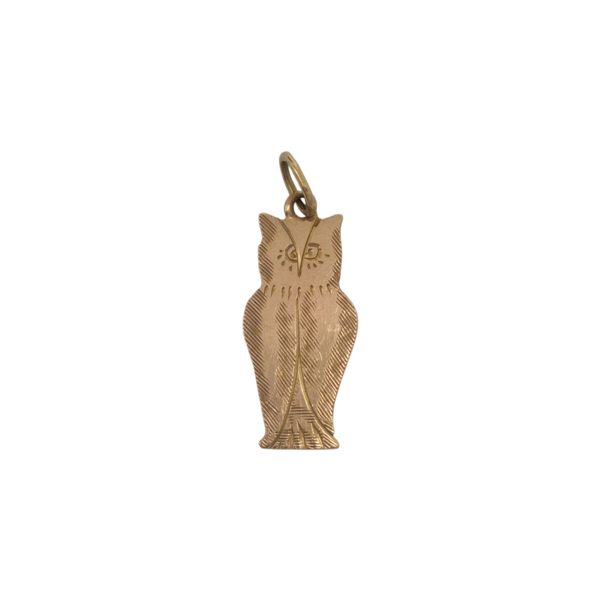 Antique 9ct Rose Gold Owl Flat Charm c.1920 L 1.6 cm 0.8 g.
