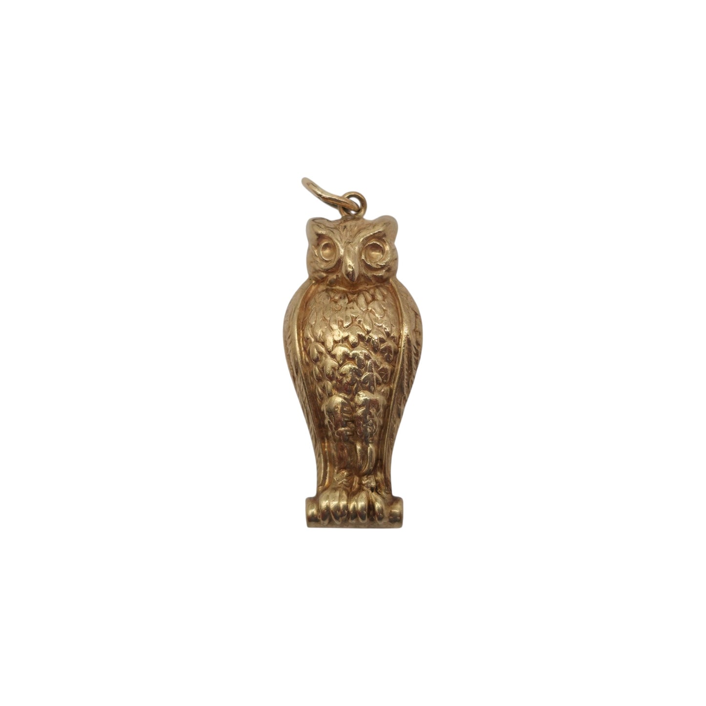 9ct 375 Yellow Gold Owl Charm 1968 L 2.5 cm 1.5 g.