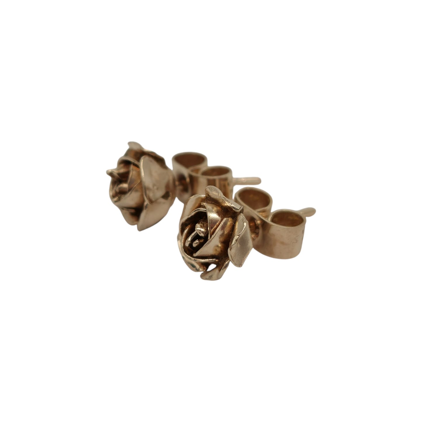 Pair 9ct 375 Yellow Gold Rose Ear Studs 1979, 1.4 g.
