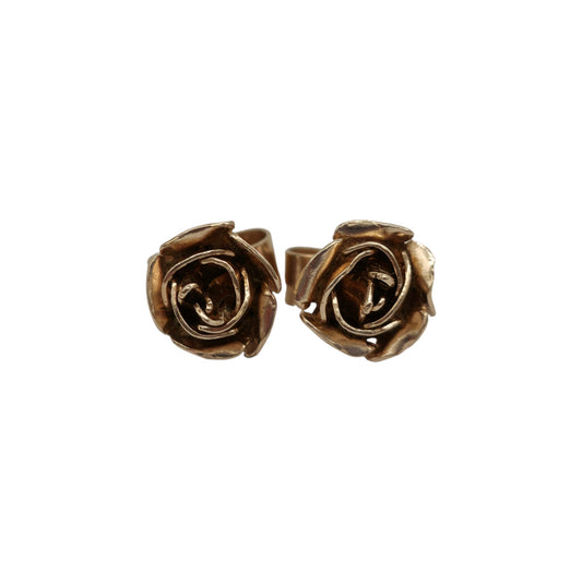 Pair 9ct 375 Yellow Gold Rose Ear Studs 1979, 1.4 g.