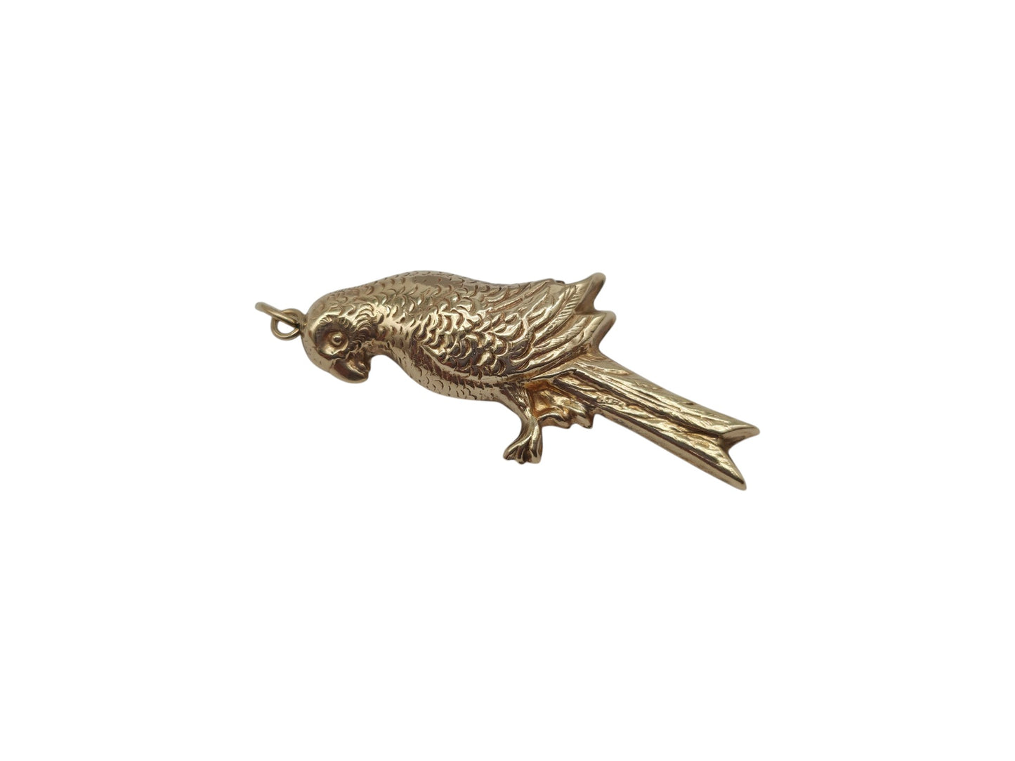 Chester 9ct 375 Yellow Gold Parrot Charm 1959 L 3.2 cm 1.5 g.