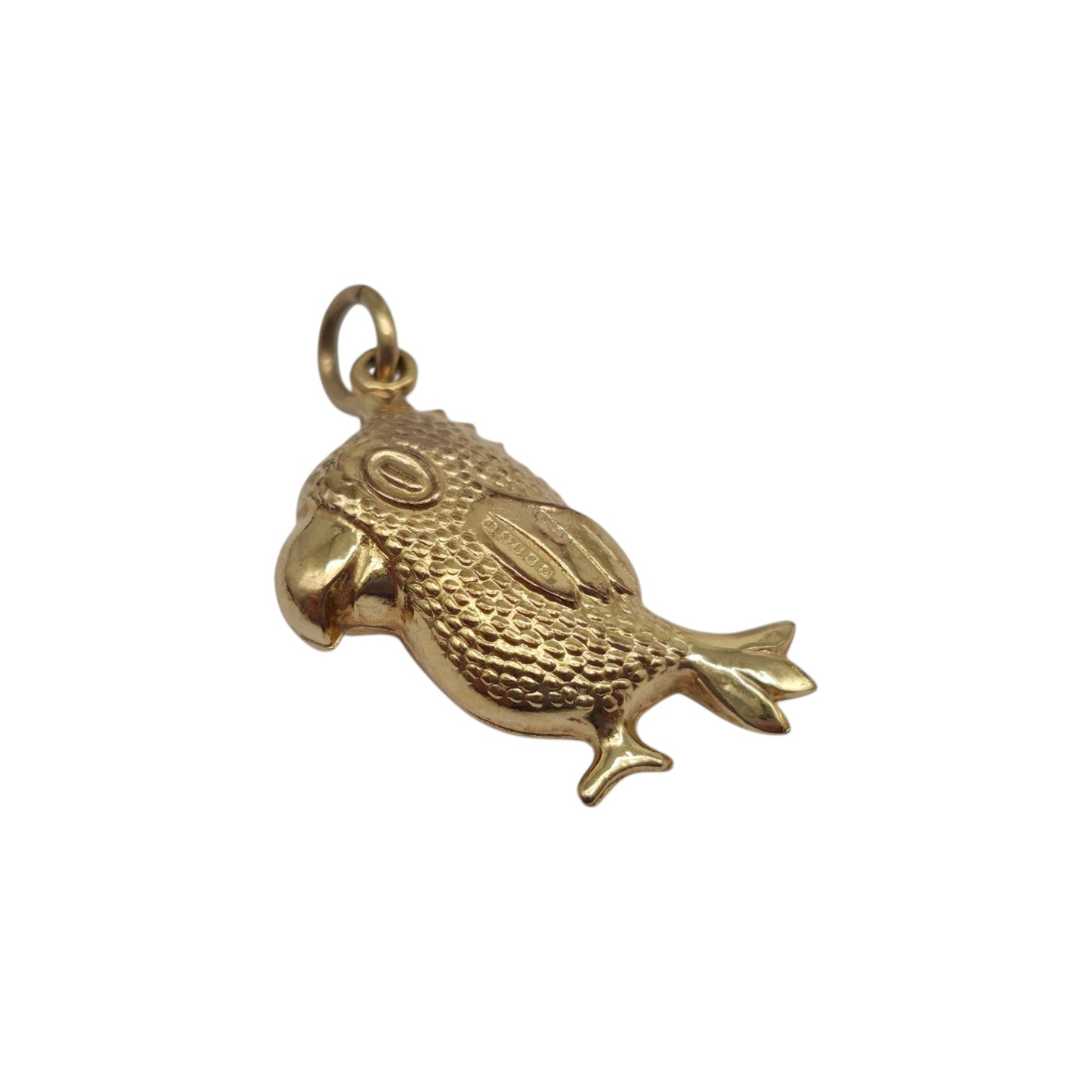 9ct 375 Yellow Gold Parrot Charm 1978 L 2.3 cm 1.3 g.