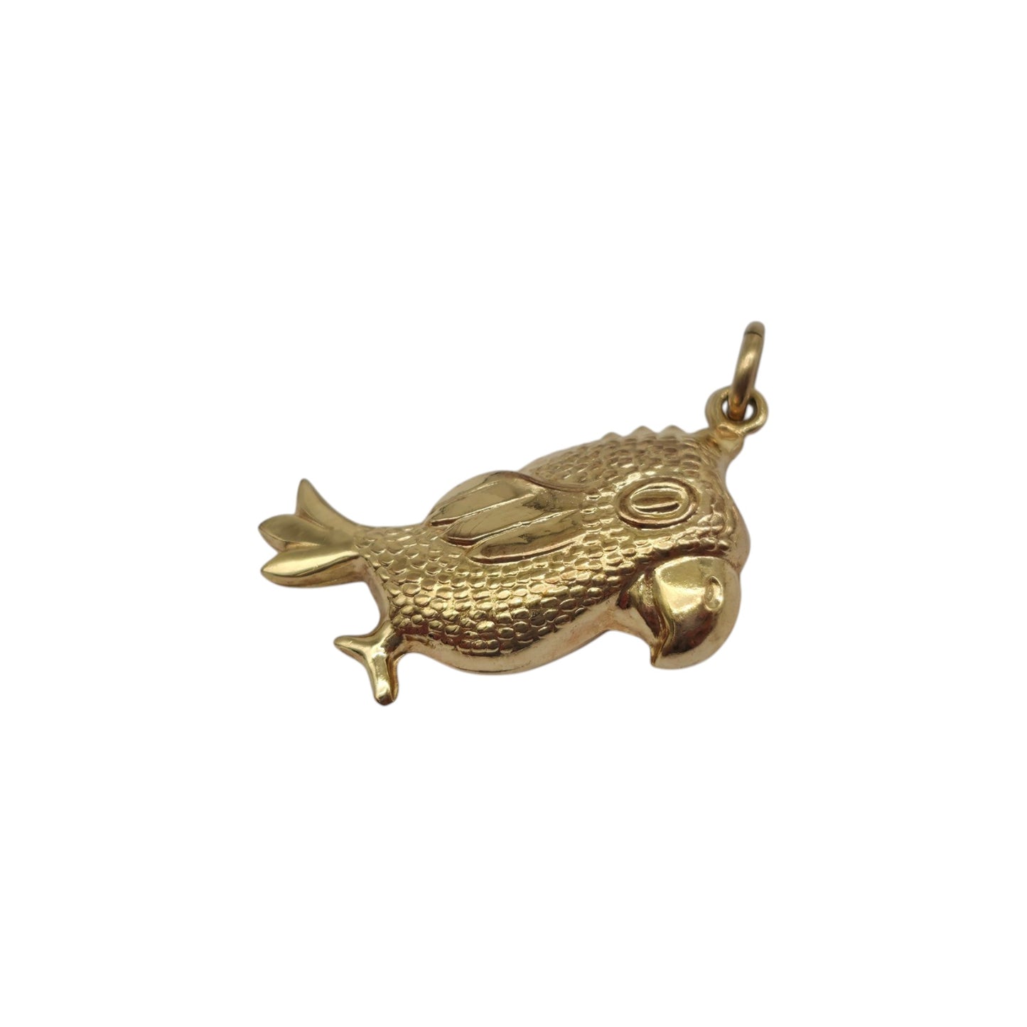 9ct 375 Yellow Gold Parrot Charm 1978 L 2.3 cm 1.3 g.