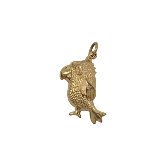 9ct 375 Yellow Gold Parrot Charm 1978 L 2.3 cm 1.3 g.