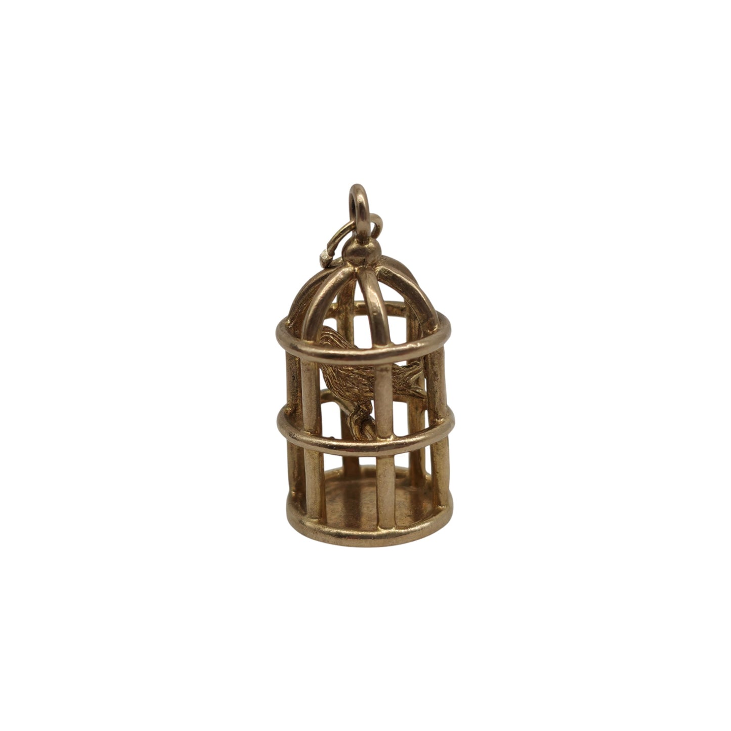 9ct 375 Yellow Gold Parrot In Cage Charm 1967 L 1.9 cm 3.8 g.