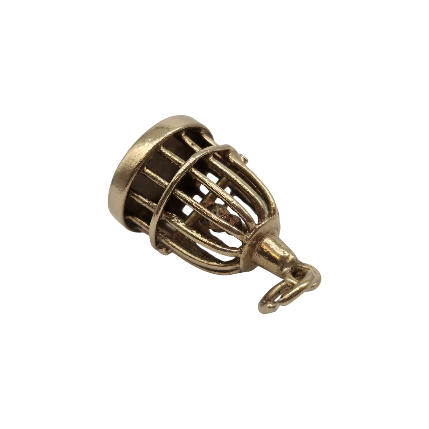9ct 375 Yellow Gold Parrot Cage Charm 1973 L 1.5 cm 2.3 g.