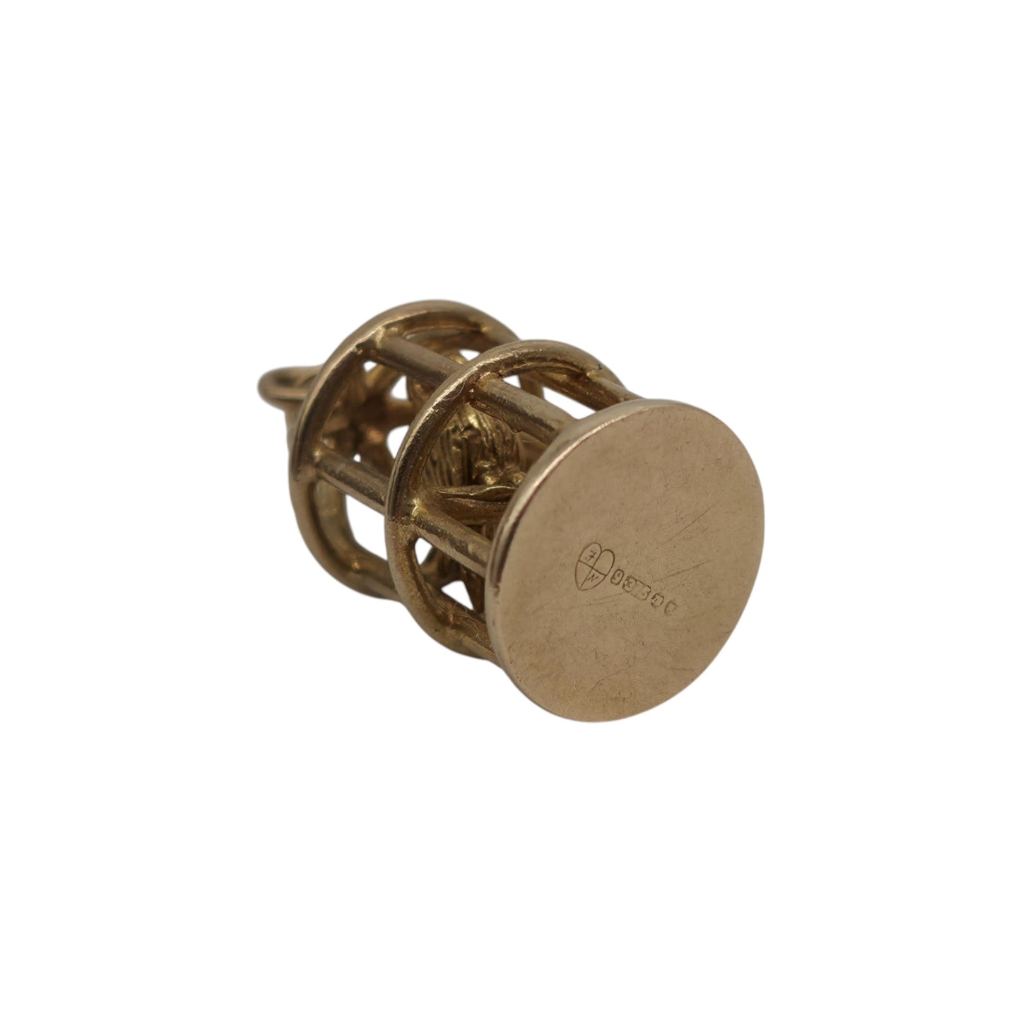 9ct 375 Yellow Gold Parrot In Cage Charm 1967 L 1.9 cm 3.8 g.