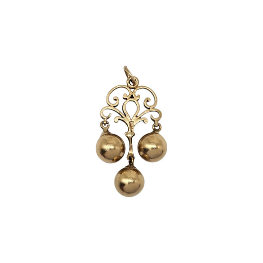 9ct 375 Yellow Gold Pawnbroker Sign Charm 1973 L 2.9 cm 3.5 g.