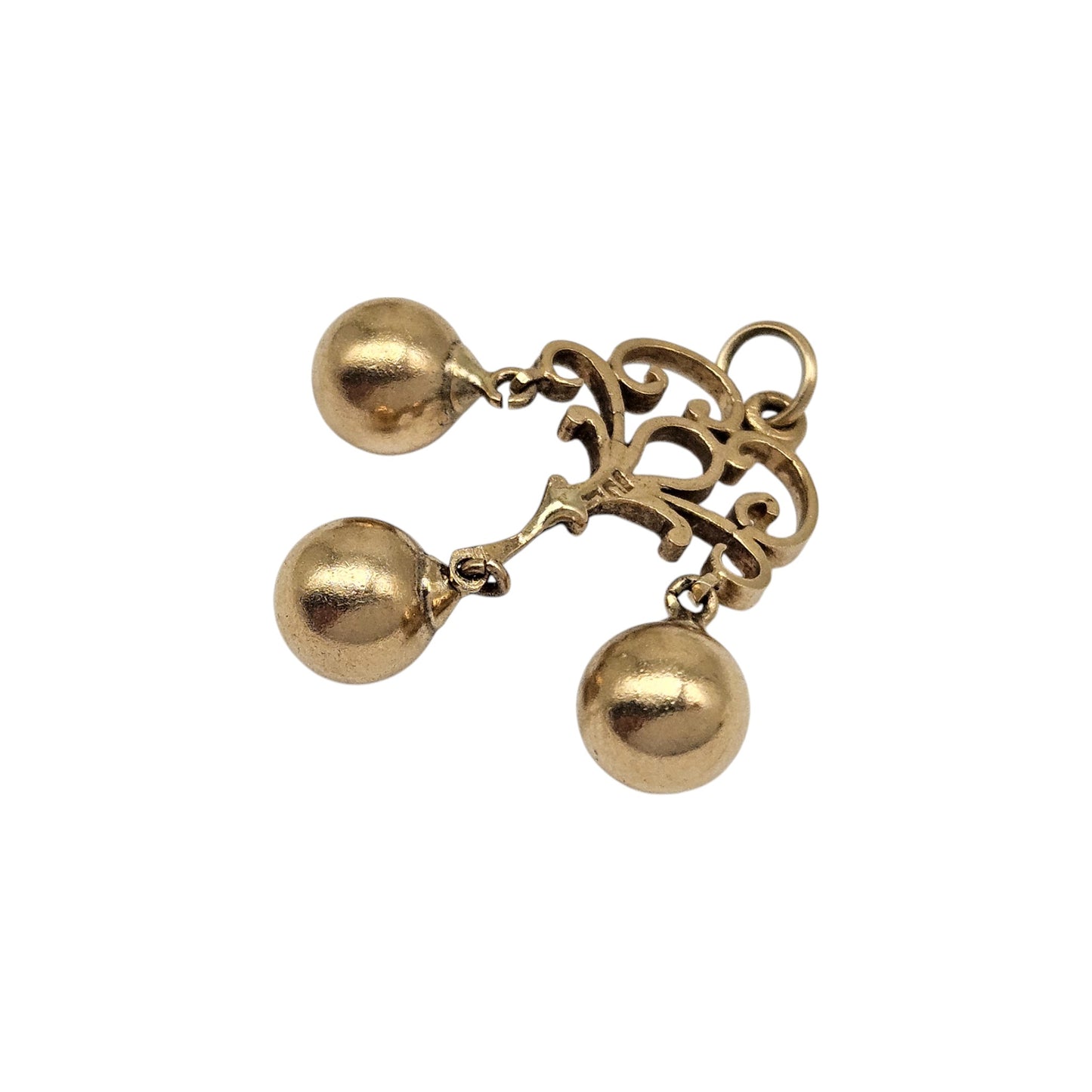 9ct 375 Yellow Gold Pawnbroker Sign Charm 1973 L 2.9 cm 3.5 g.