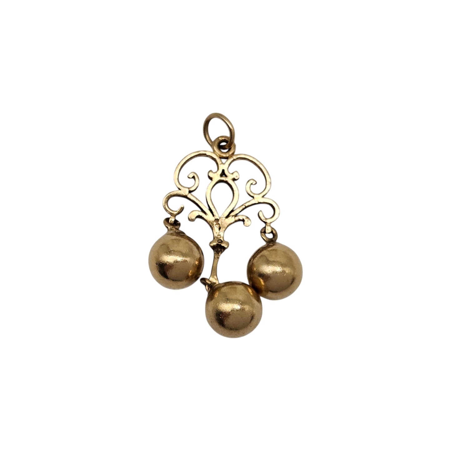 9ct 375 Yellow Gold Pawnbroker Sign Charm 1973 L 2.9 cm 3.5 g.