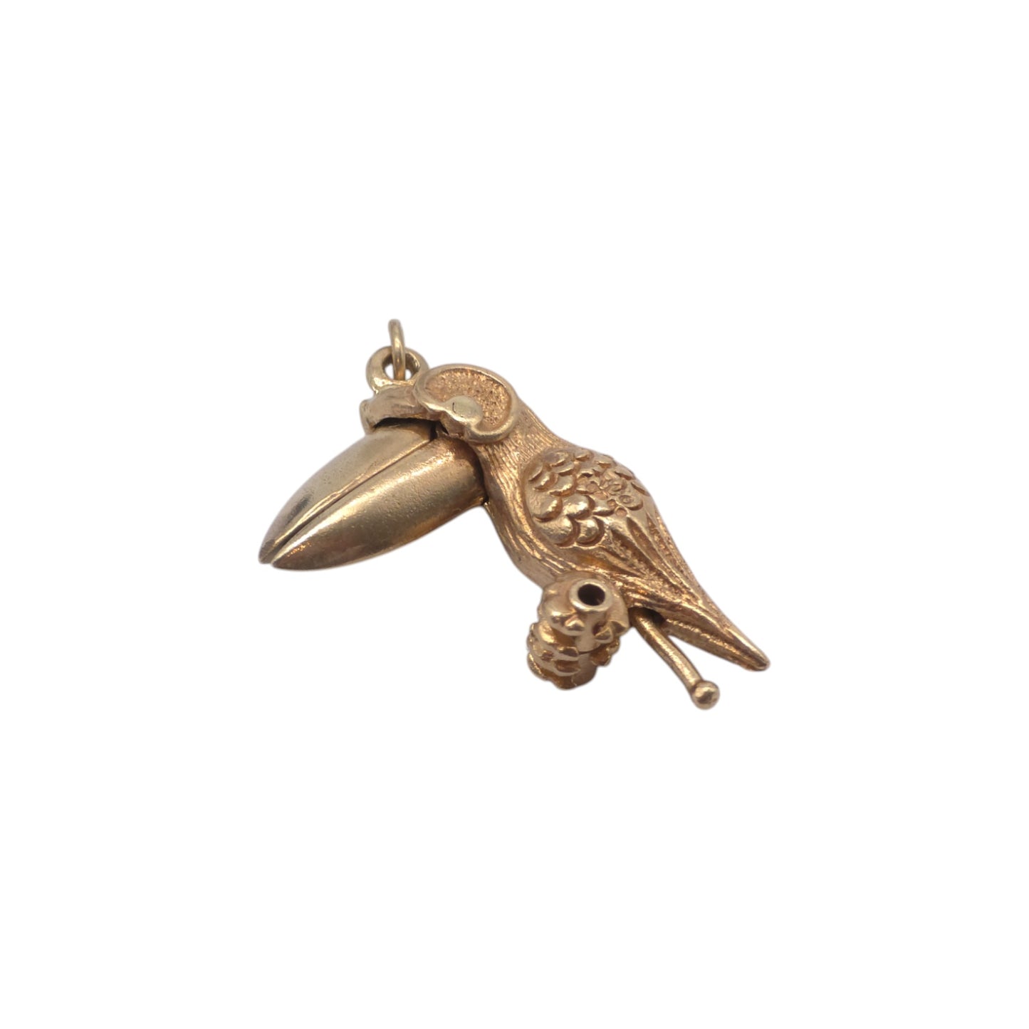 9ct 375 Yellow Gold Pelican Articulated Charm 1971 L 2.5 cm 5.8 g.