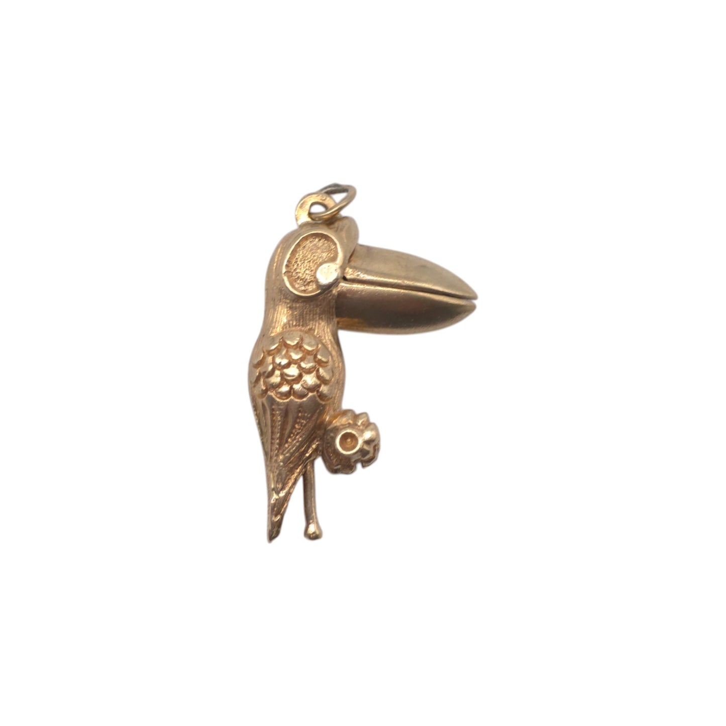 9ct 375 Yellow Gold Pelican Articulated Charm 1971 L 2.5 cm 5.8 g.