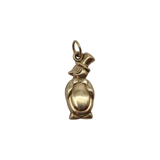 9ct Yellow Gold Cartoon Penguin Charm