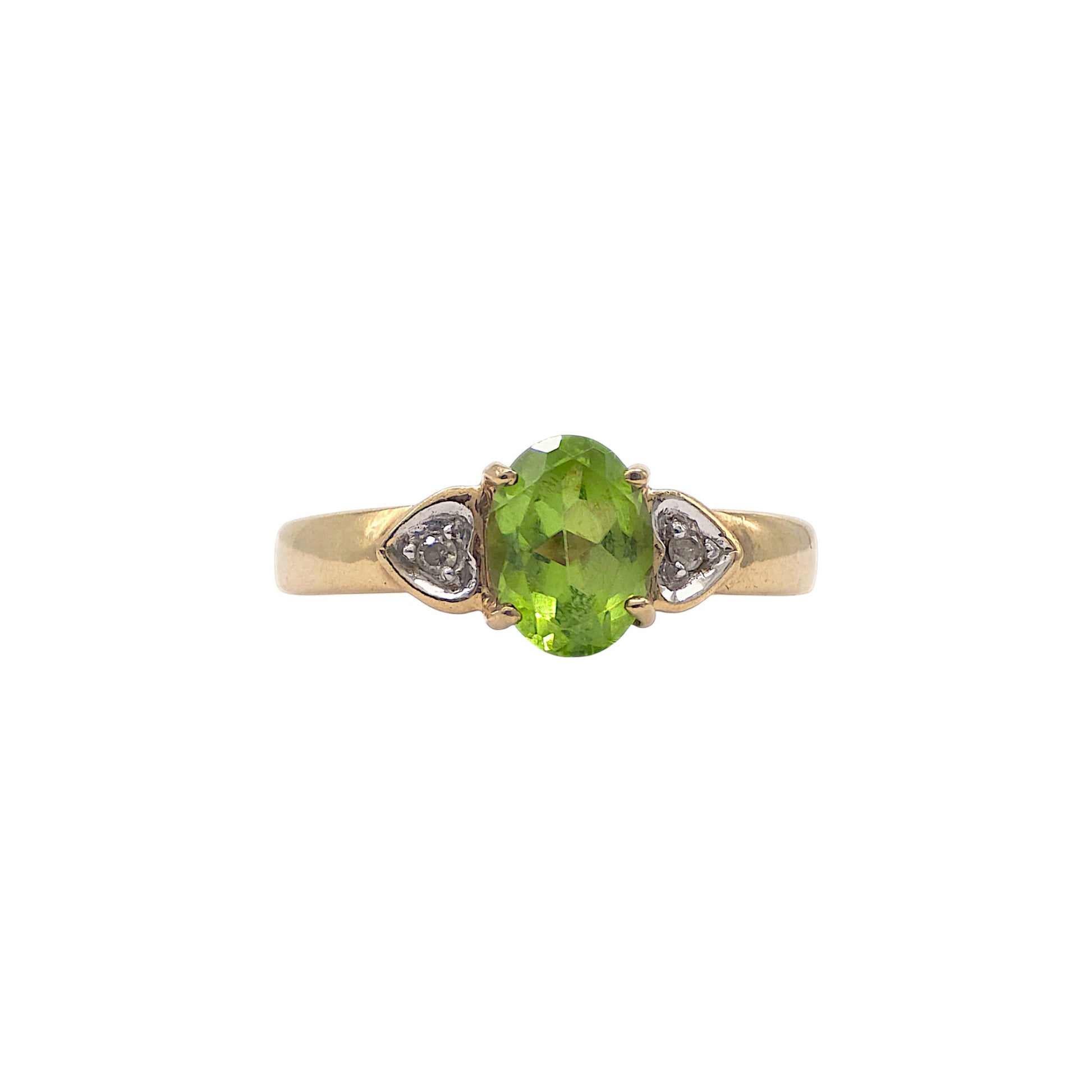 9ct 375 yellow gold Peridot &amp; Diamond Ring