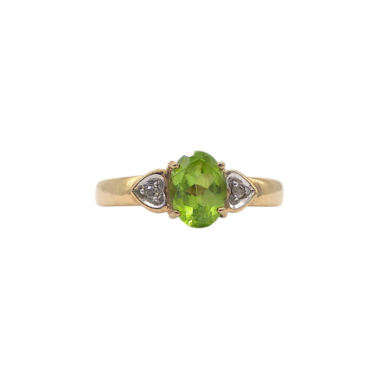 9ct 375 yellow gold Peridot &amp; Diamond Ring