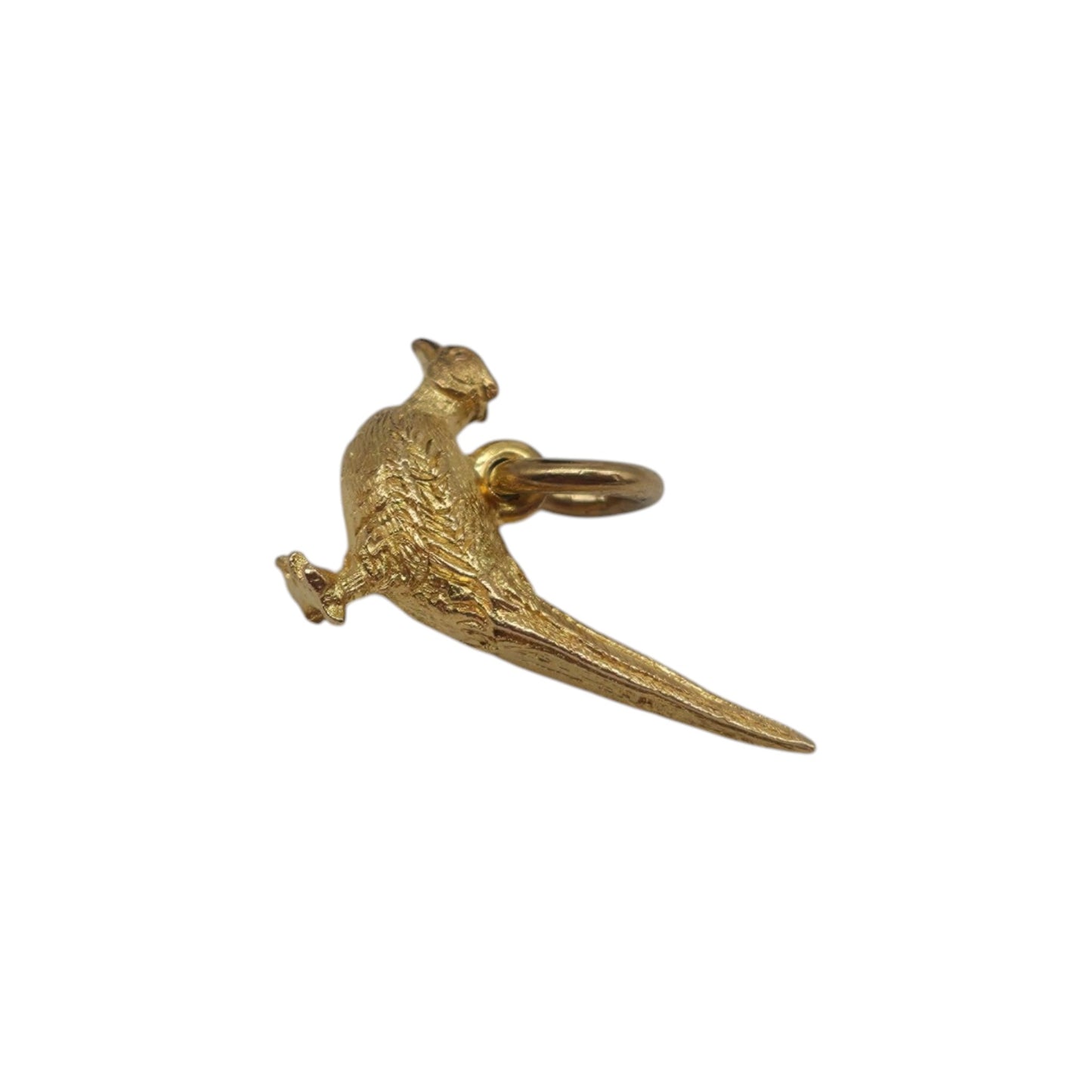 9ct 375 Yellow Gold Pheasant Charm 1968 L 2.0 cm 2.2 g.