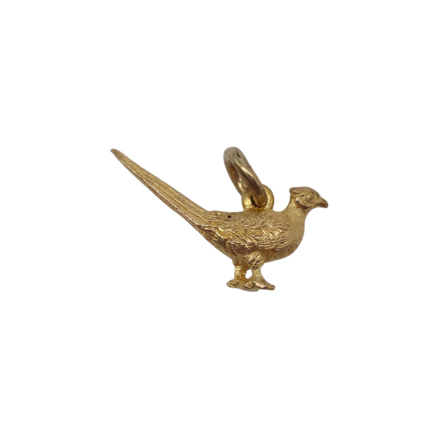 9ct 375 Yellow Gold Pheasant Charm 1968 L 2.0 cm 2.2 g.