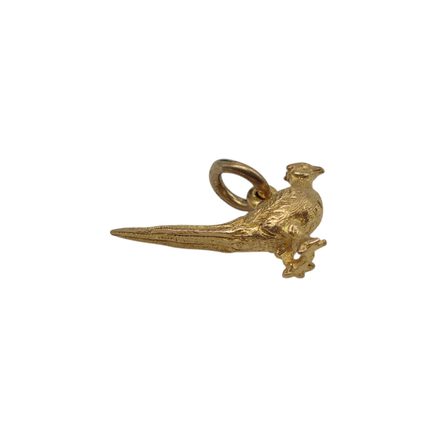 9ct 375 Yellow Gold Pheasant Charm 1968 L 2.0 cm 2.2 g.