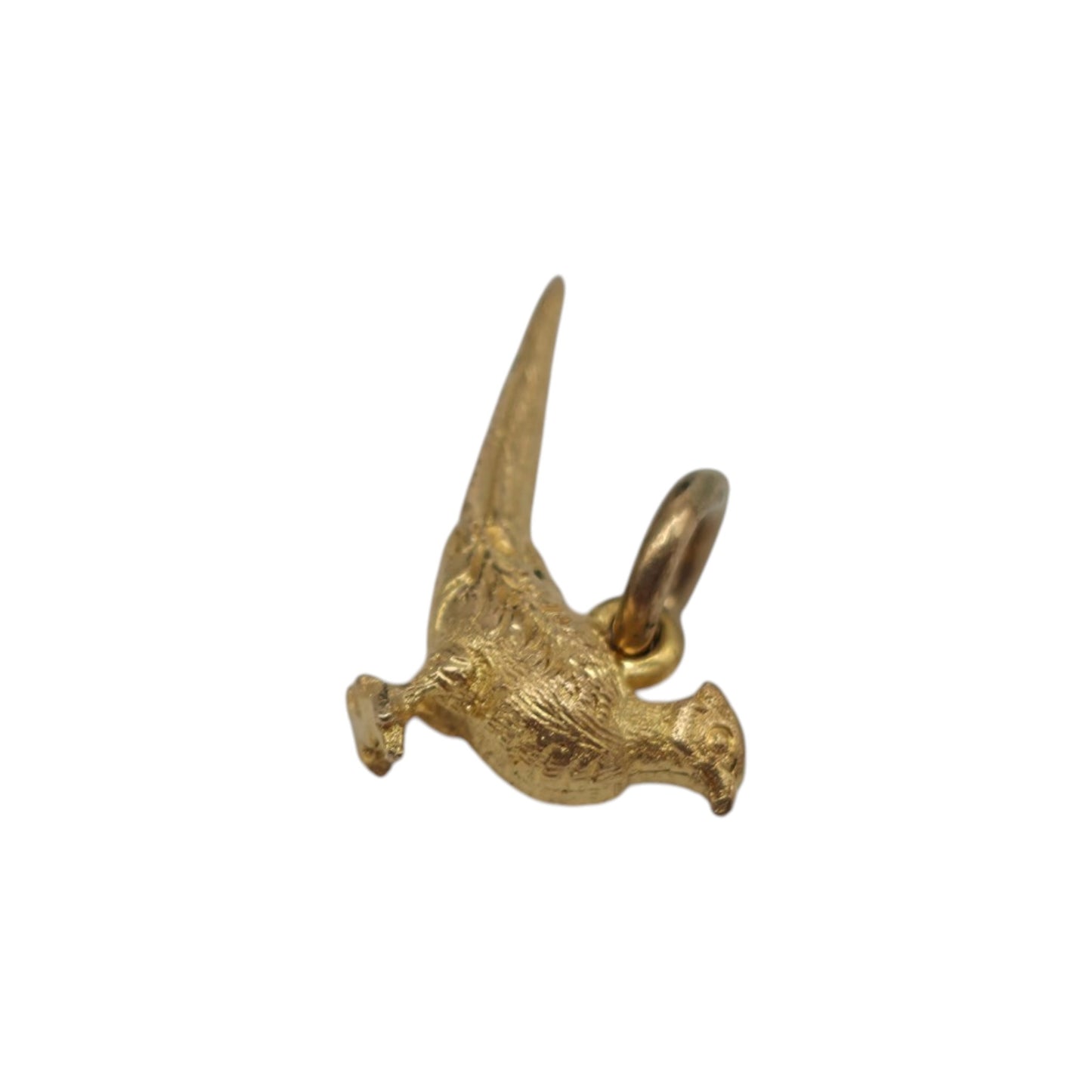 9ct 375 Yellow Gold Pheasant Charm 1968 L 2.0 cm 2.2 g.