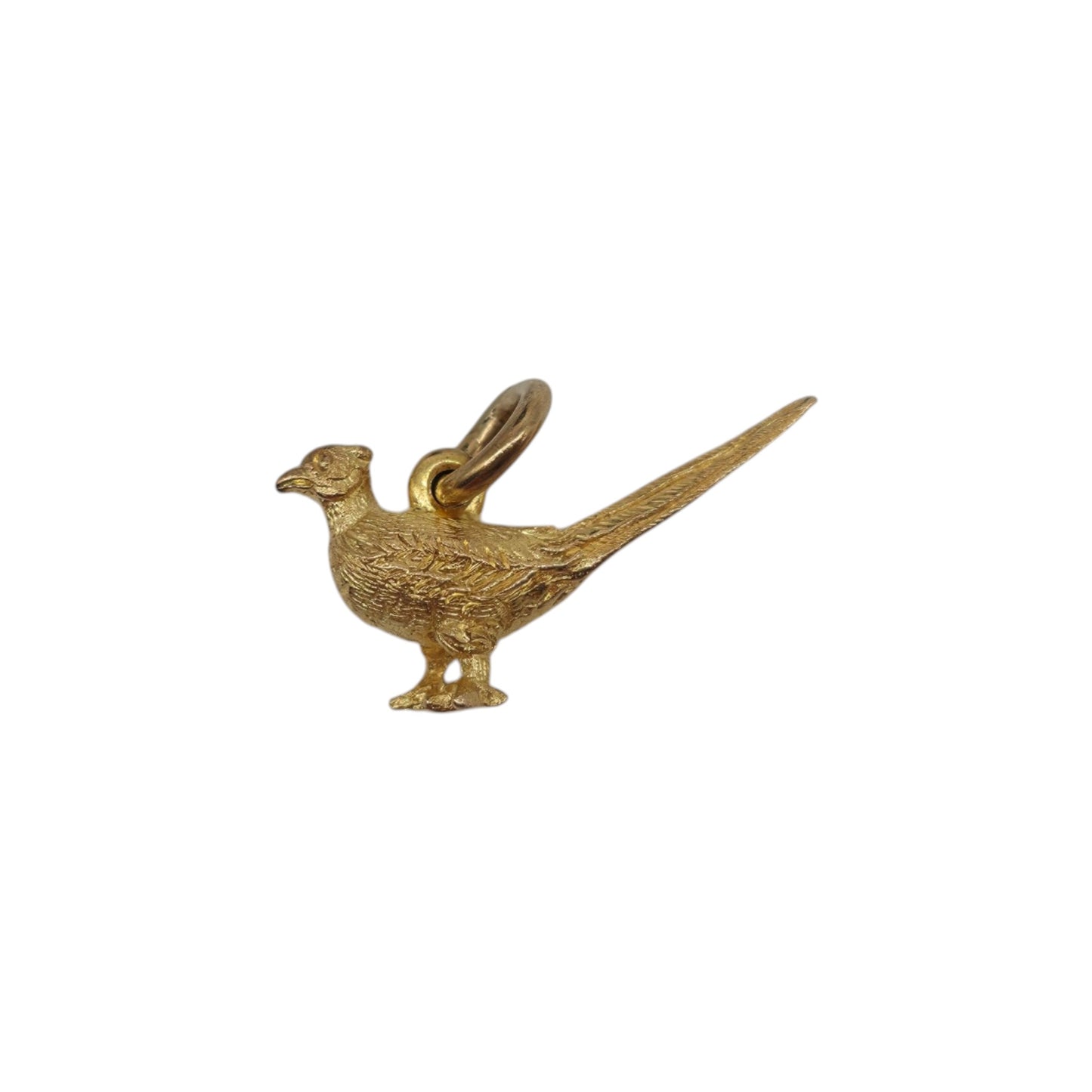 9ct 375 Yellow Gold Pheasant Charm 1968 L 2.0 cm 2.2 g.