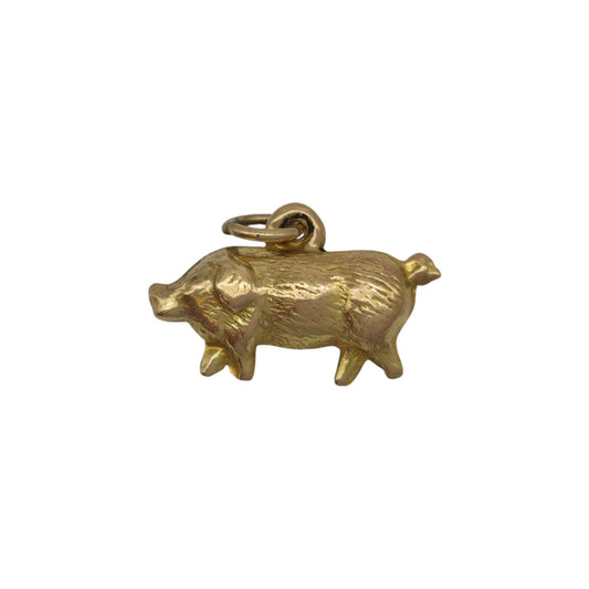 9ct Yellow Gold Pig Charm c. 1960's L 1.6 cm 0.5 g.