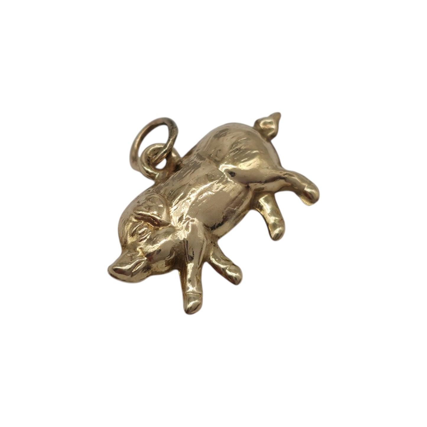9ct 375 Yellow Gold Pig Charm 1967 L 1.7 cm 0.5 g.