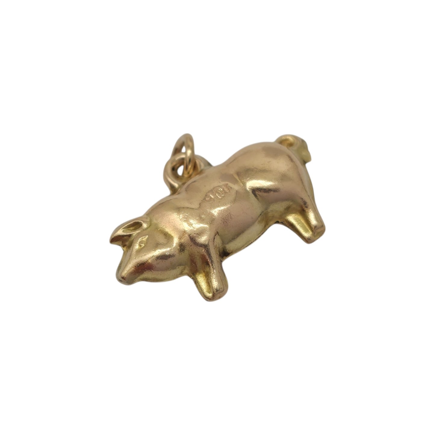 9ct Yellow Gold Pig Charm c.1960's L 1.8 cm 1.3 g.
