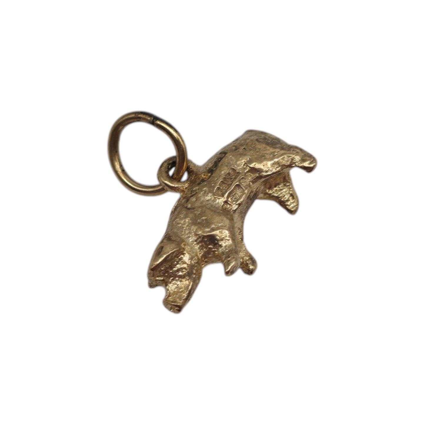 9ct 375 Yellow Gold Pig Charm 1967 L 1.4 cm 1.9 g.