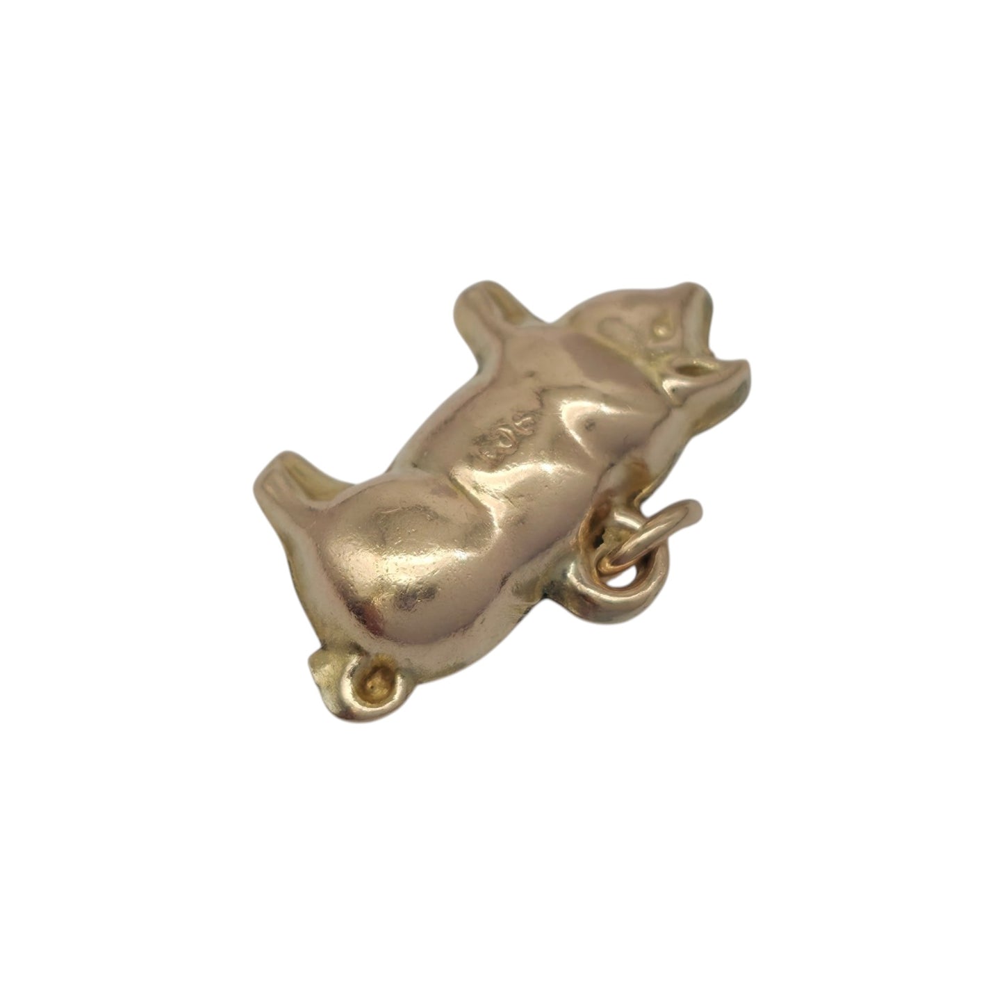9ct Yellow Gold Pig Charm c.1960's L 1.8 cm 1.3 g.