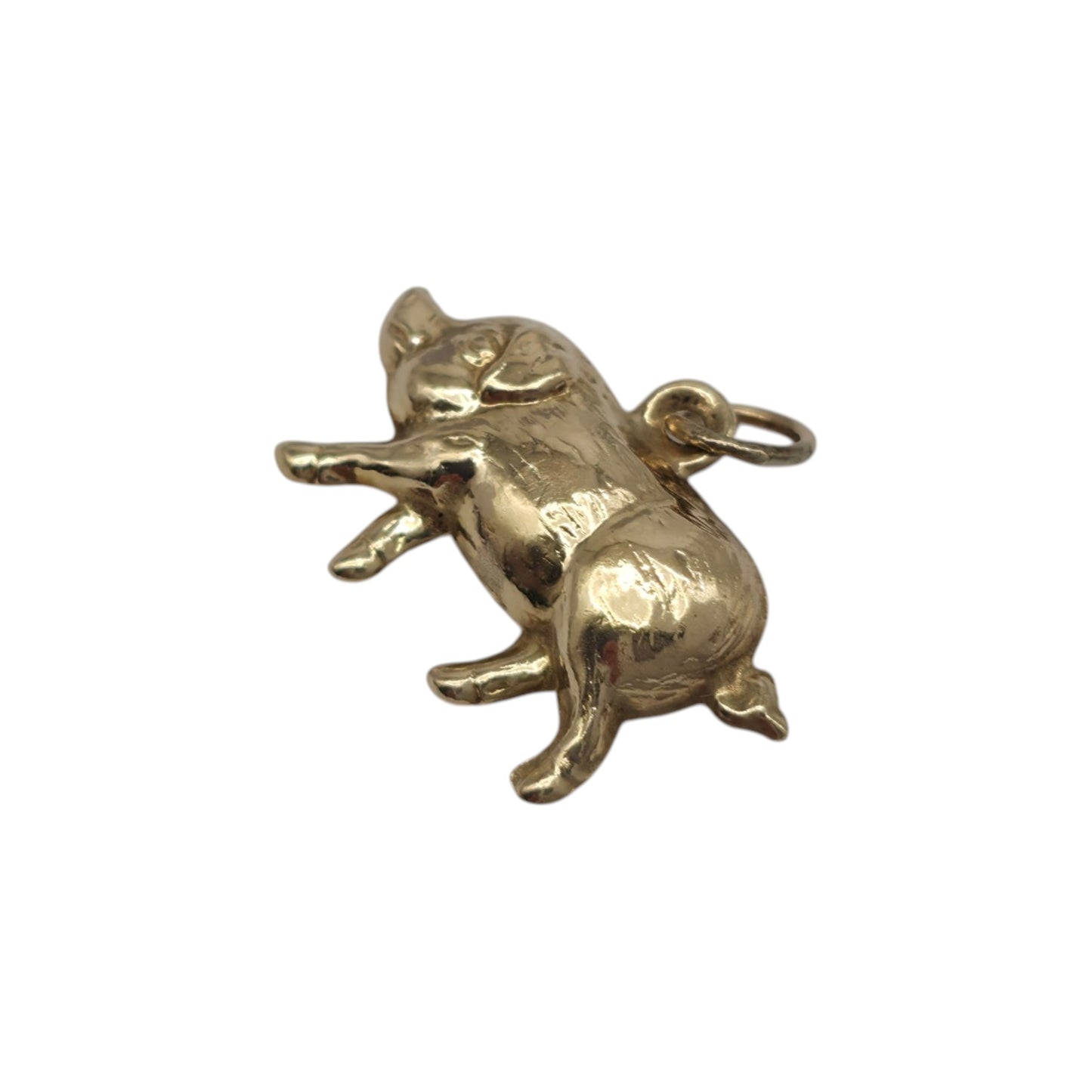 9ct 375 Yellow Gold Pig Charm 1967 L 1.7 cm 0.5 g.