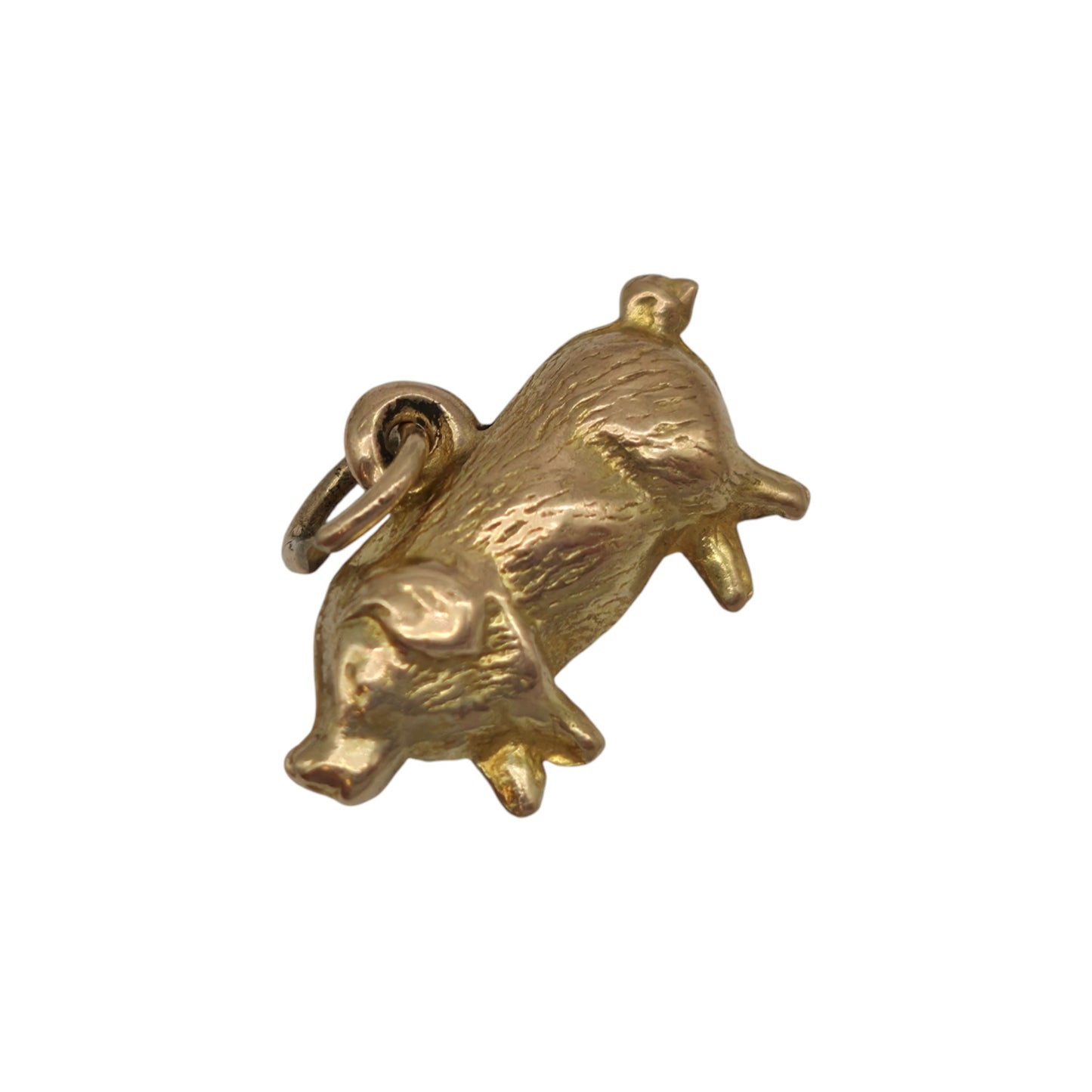 9ct Yellow Gold Pig Charm c. 1960's L 1.6 cm 0.5 g.