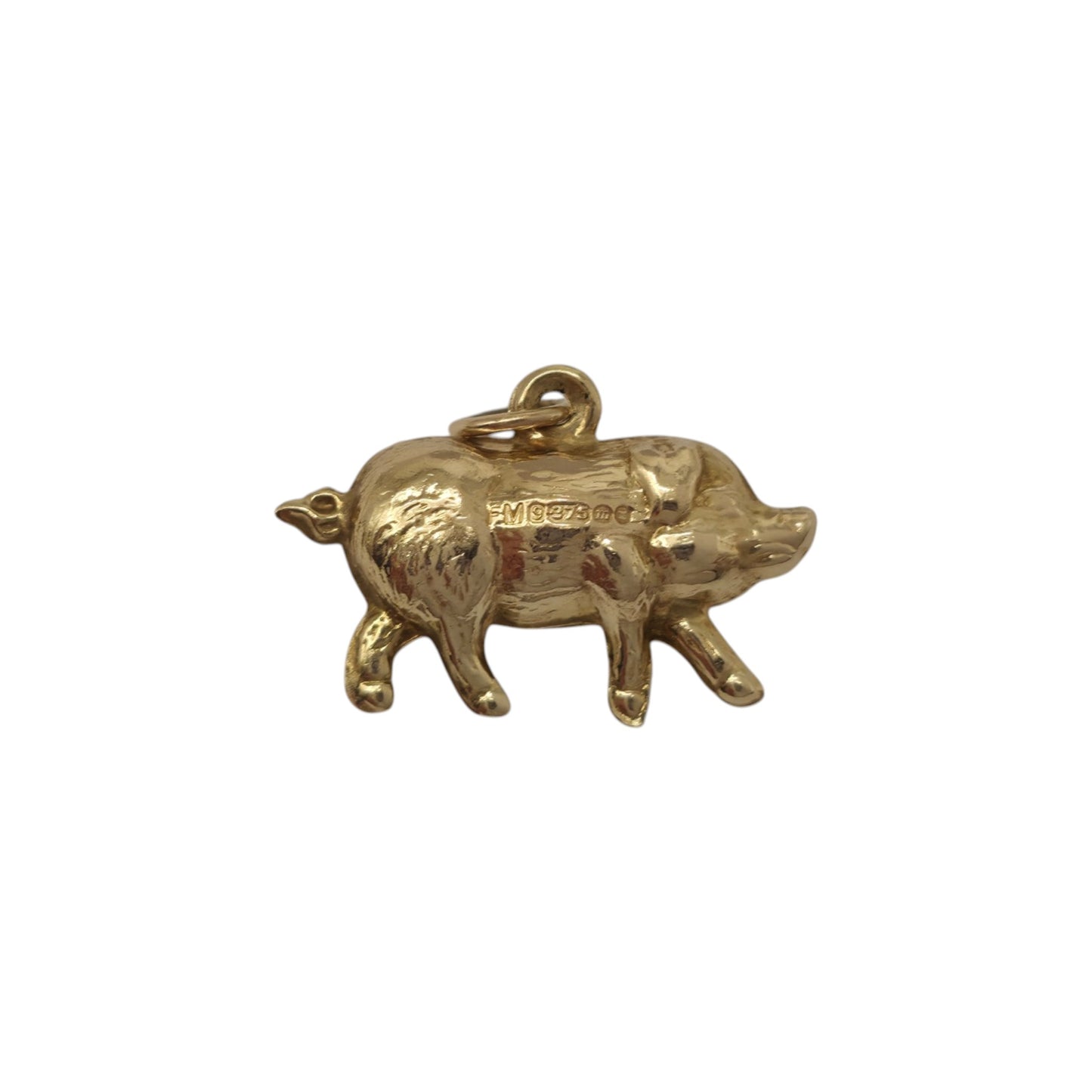 9ct 375 Yellow Gold Pig Charm 1967 L 1.7 cm 0.5 g.
