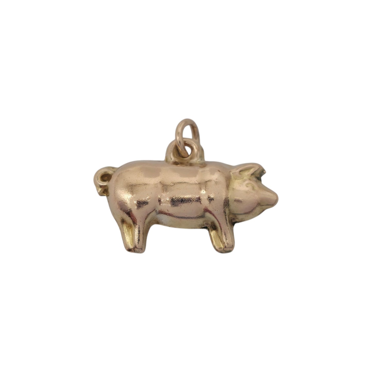 9ct Yellow Gold Pig Charm c.1960's L 1.8 cm 1.3 g.